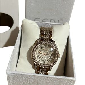 Gedi Luxurious women’s Gold and Silver Crystal-Embellished Watch